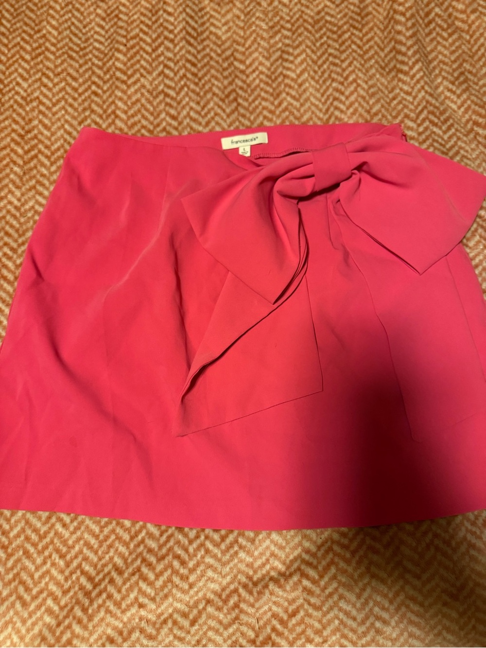 Francesca's Collections Hot Pink Bow Mini Skirt